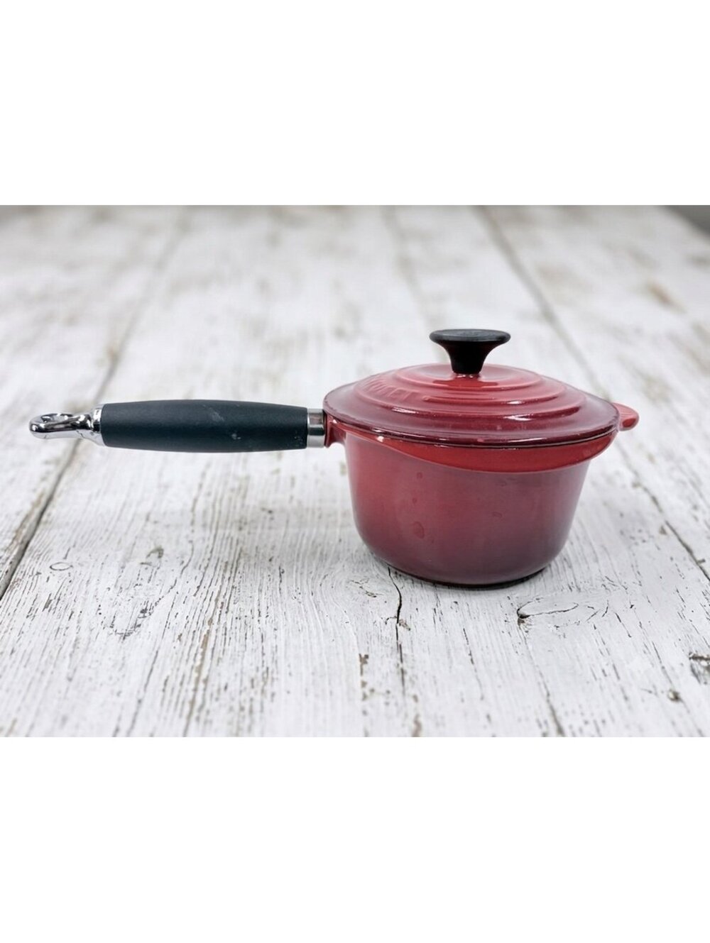 Le Creuset Heritage Enameled Cast-Iron / Wood Handle Pot 1.2 QT / Saucepan